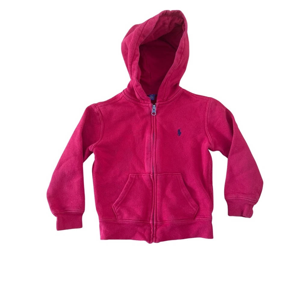 Polo Ralph Lauren Fleece Full Zip Hoodie Size 5 Red - Picture 2 of 5